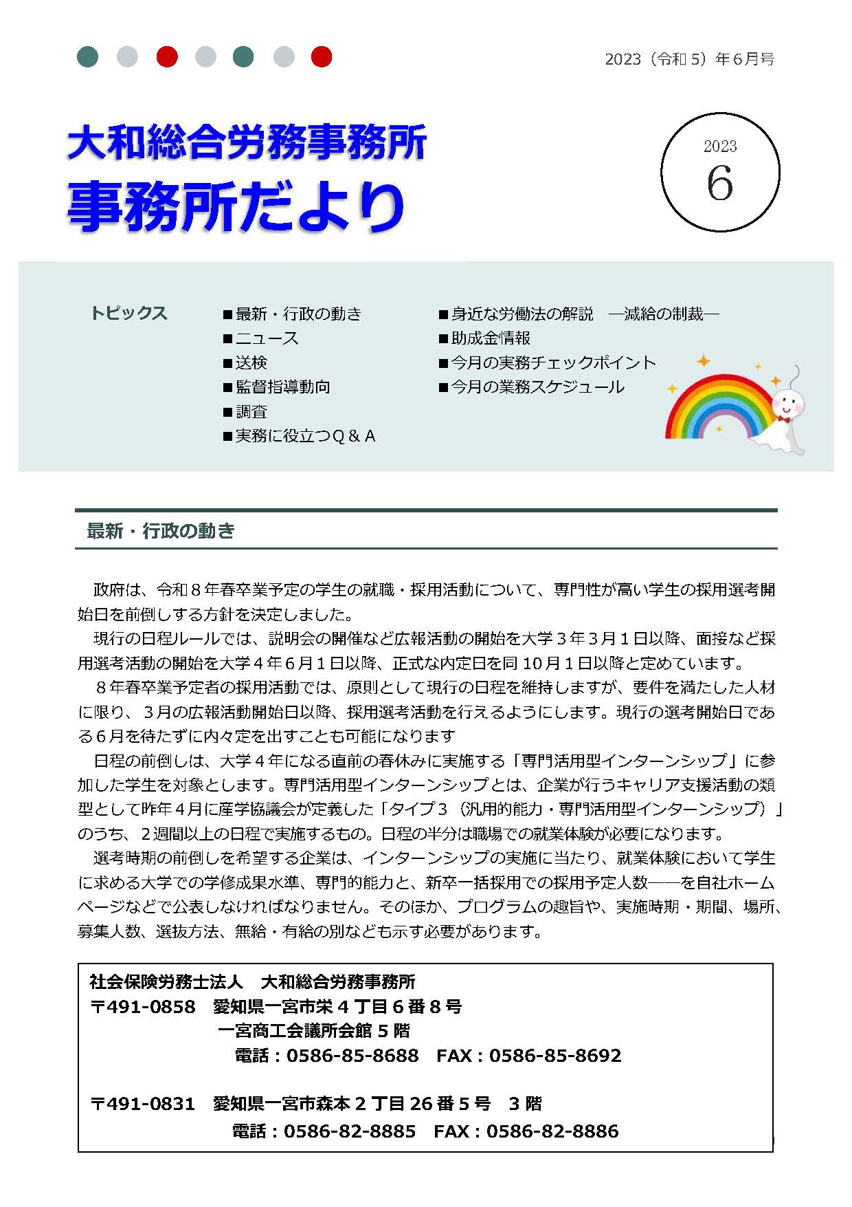 2023年6月1日号：事務所だより